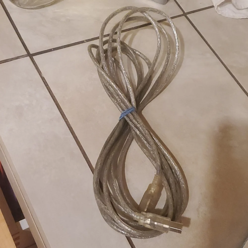 15ft Clear Silver USB to Printer Cable